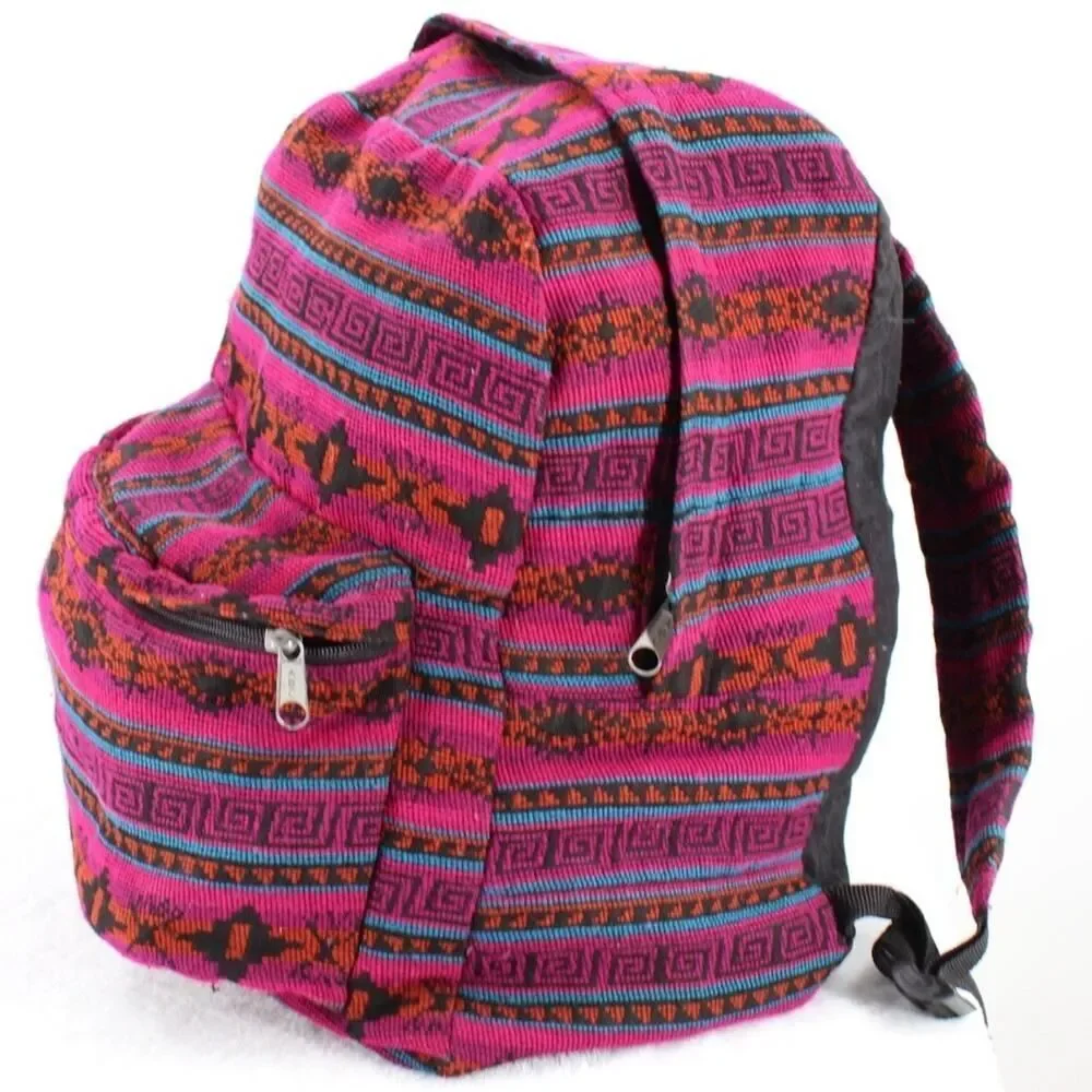Mexican Blanket Multicolor Woven Backpack Hippie Boho Bag Fiesta Festival Nice!